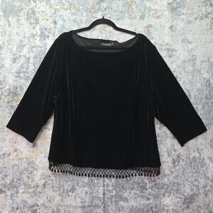 Crimson by Lawrence Kurtz Top Womens 2X Velvet Beaded Fringe Hem Whimsigoth Y2K